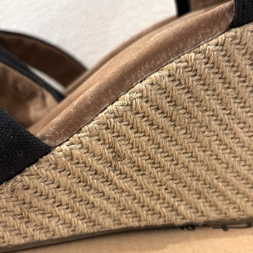 [TOMS] Black Canvas Strappy Open-Toe Espadrille Sandals Wedges Womens 10 w/ Box - Picture 8 of 16